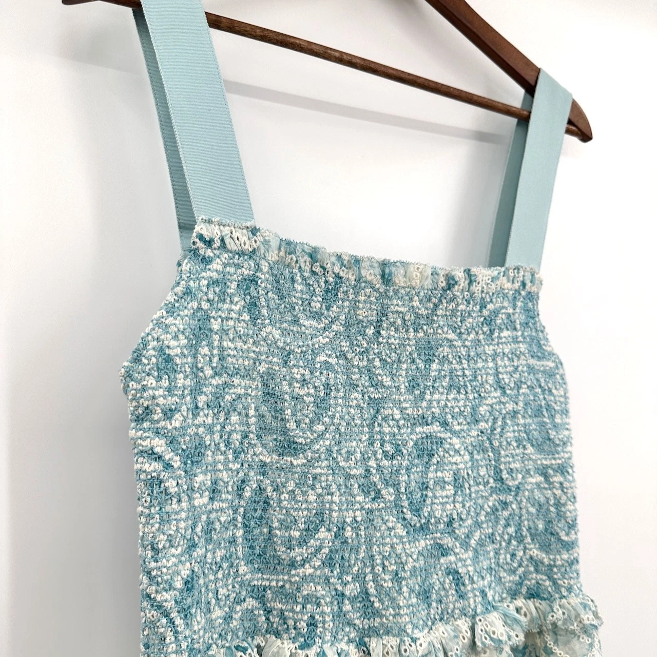 OFF WHITE ALICE + OLIVIA JOCELYN MINI ABITO SMOCKED FARFALLA ANTICA BIANCO SPORCO NUOVO CON ETICHETTE M