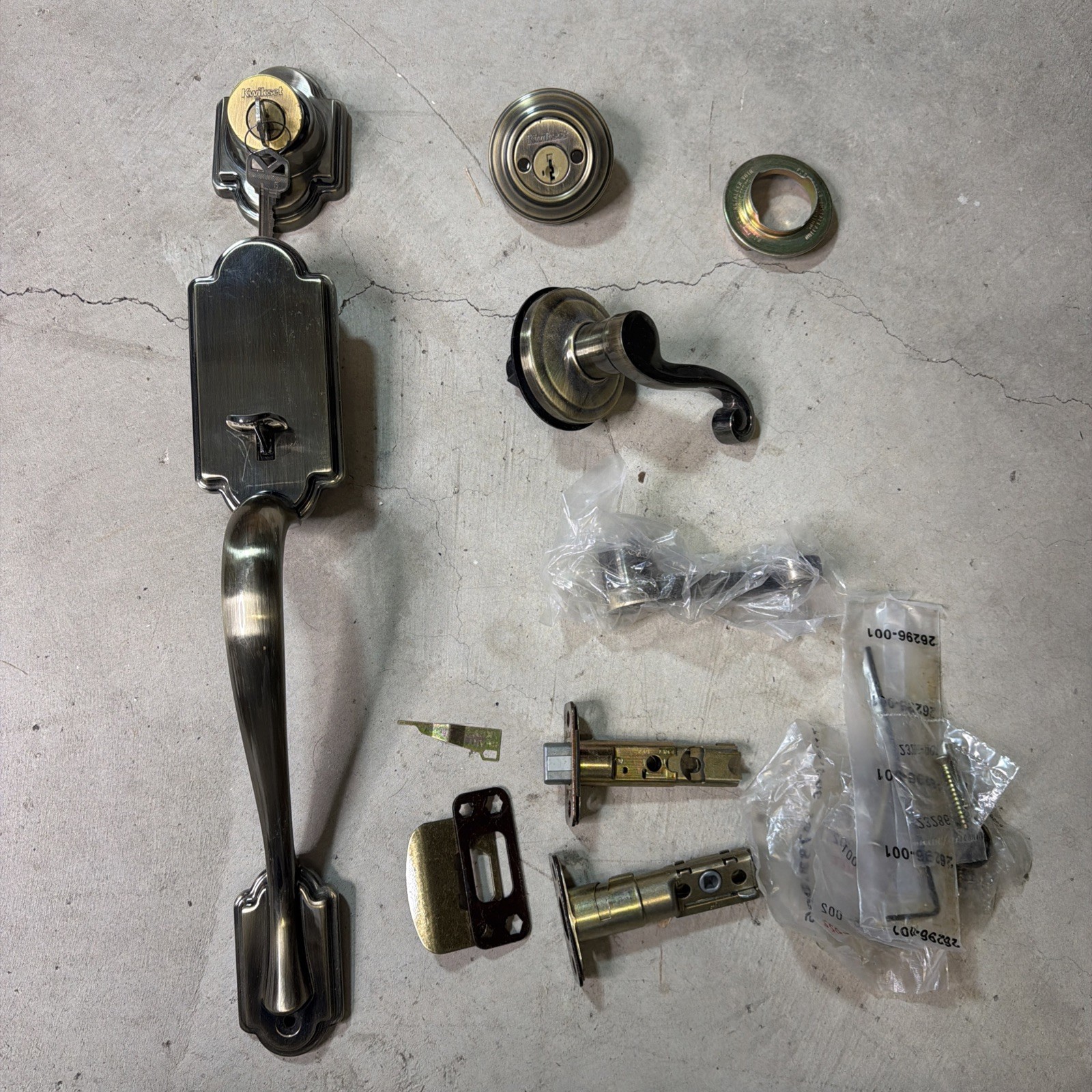 Kwikset Arlington Antique Brass Double Cylinder Door Handleset Lido Lever