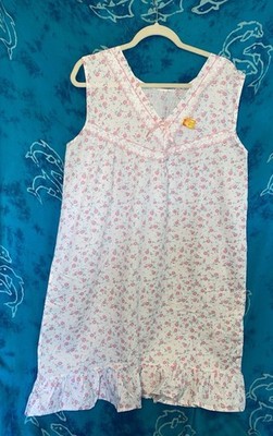 NWT NOS Vintage Sweet Pink Roses & Lace CottageCore Knee Length Night Gown L