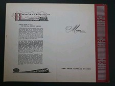 New York Central Railroad System - 20th Century Limited Dining Car Menu Folder