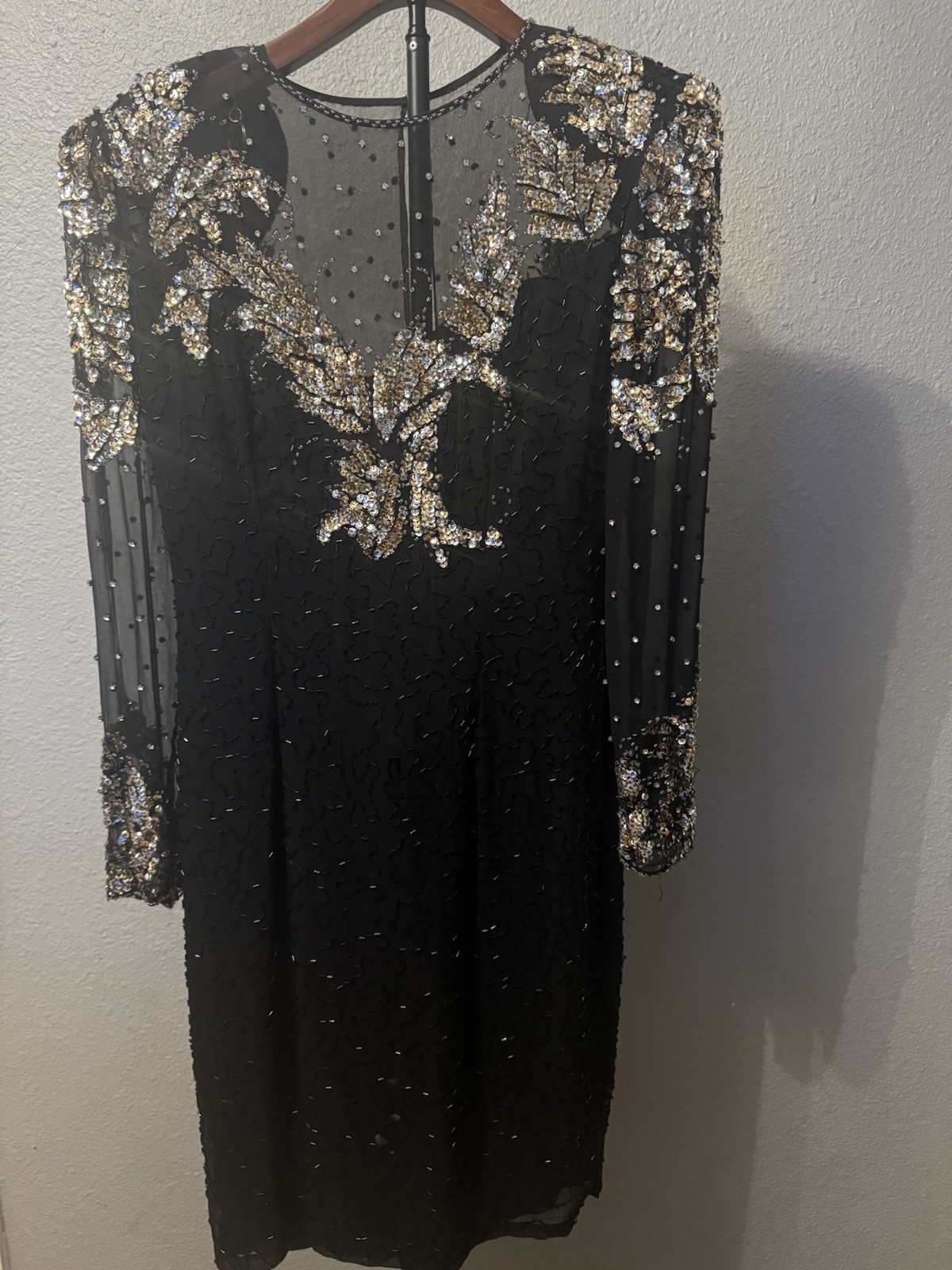VTG Nite Line Silk Beaded Sequin Cocktail Dress Sz 8 …