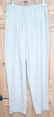 #ad Briggs Pull On Women Ankle Pants Sz 12 Oatmeal Linen Look High Rise VTG USA $23.00