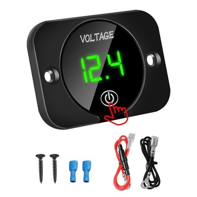 12V-24V DC Digital Waterproof Voltmeter LED Batt Gauge Touch Panel Meter Green 