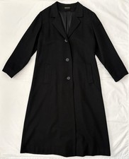 VTG M.G. Kinster The Great American Coat 100% Wool Black Long Lined Made In USA