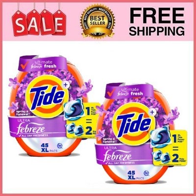 2 Pack Tide Power PODS  Laundry Detergent Pacs, Spring & Renewal, 45 Ct Pk