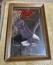 Miroir vintage Miller High Life aigle à tête blanche série Wisconsin première impression 2ème