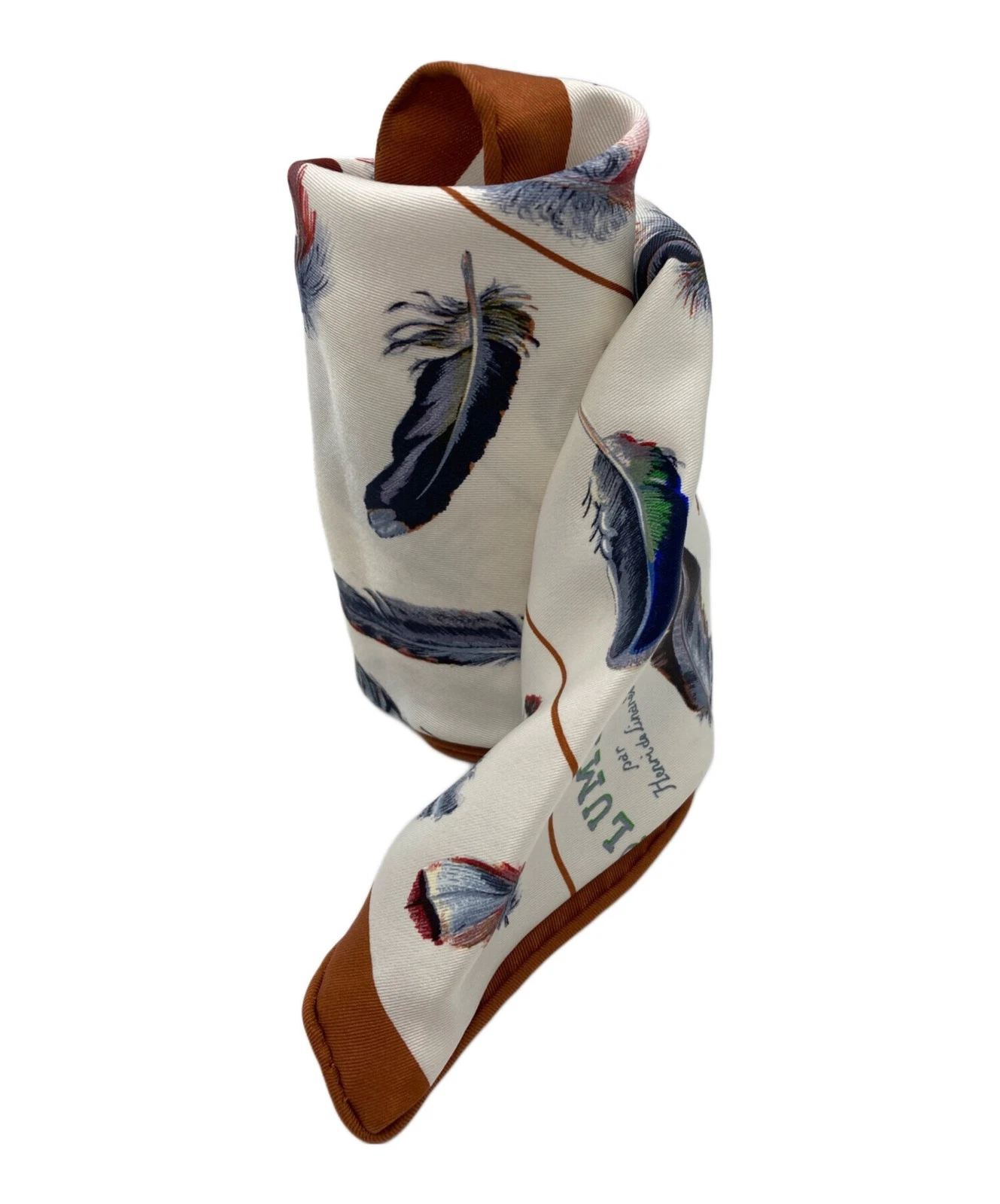 Hermes — HERMES PLUMES Pointu Silk Scarf Brown Henride Linares 21x42.5in SR1438