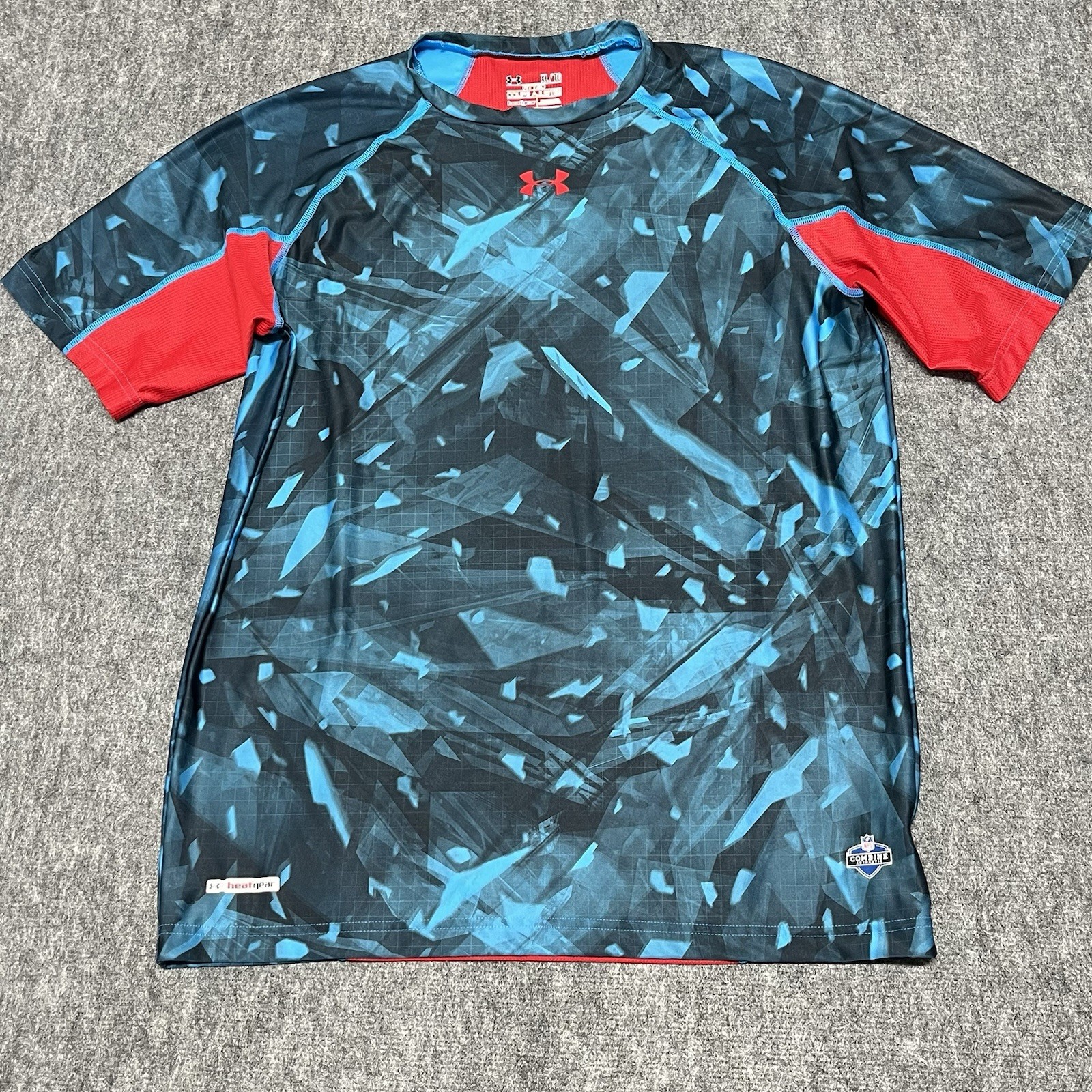 Under Armour NFL Combine Draft Fitted Shirt Mens XL Blue Short Sleeve Heat Gear