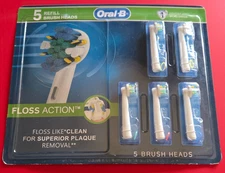 NEW ORAL-B FLOSS ACTION REFILL REPLACEMENT TOOTH BRUSH HEADS 5 PK