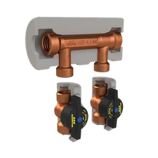 Kemper 870940 Flow-Splitter 1 1/2" Lead-Free Gunmetal FPT Stop Valves