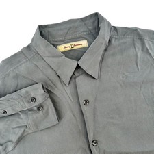 Tommy Bahama Mens XL Gray 100 Silk Textured Long Sleeve Button Down Shirt