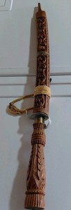 Vintage Thai Dha SWORD Hand Carved Wood Scabbard Reproduction Decorative Sword