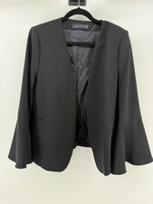 Zara Woman USA XL Lined Open Front Blazer with Faux Pockets Bell Sleeves