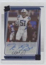 2021 Panini Clearly Donruss Rated Rookie Blue 56/99 Kwity Paye #96 Auto rf2