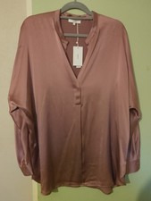 Vince Mauve 100% Silk Blouse, Size XL, Bnwt