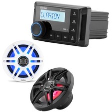 Clarion CMM-10 Marine Source Unit with CMS-651RGB-SWB 6.5-inch LED RGB Marine...