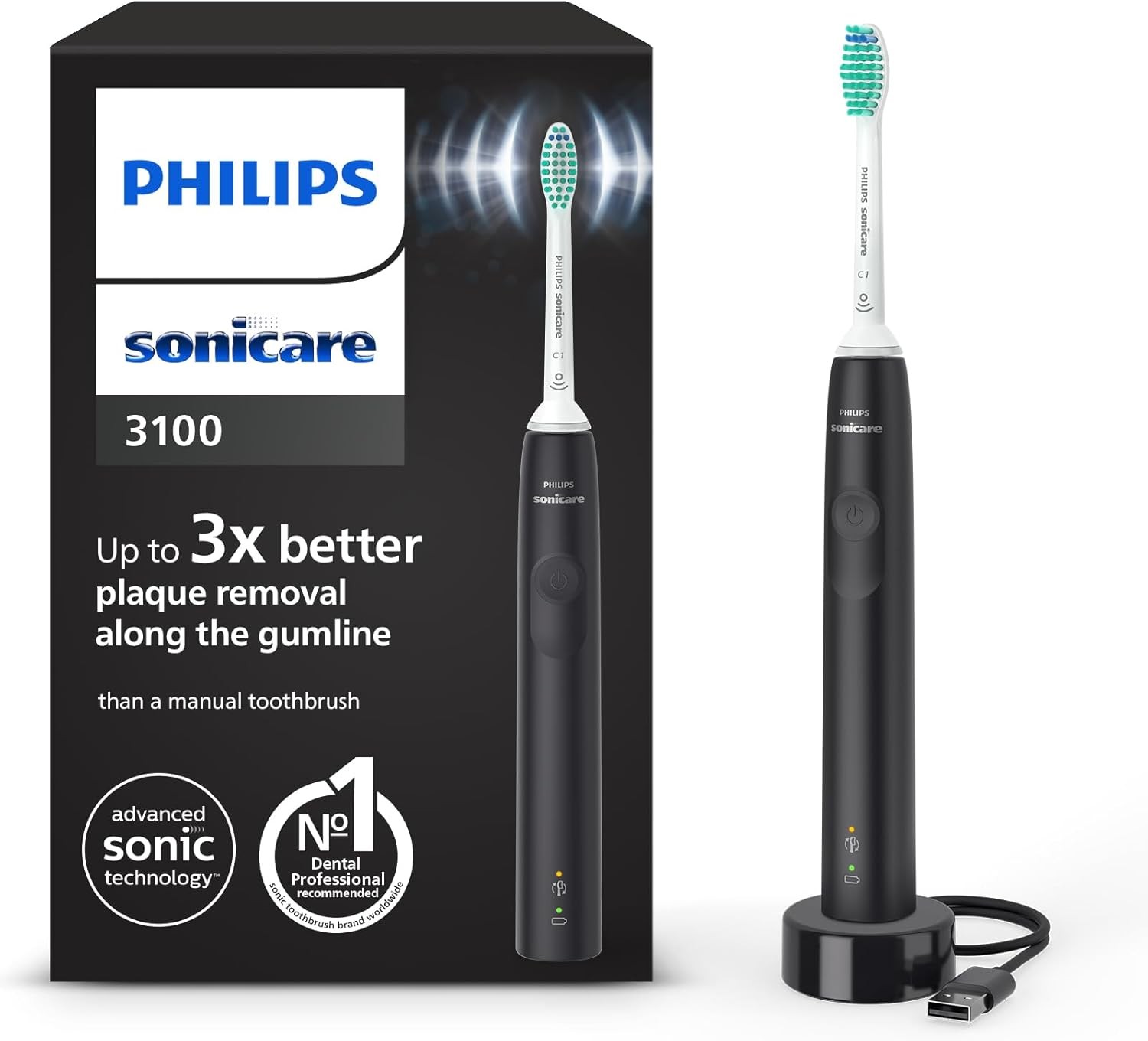 Philips Sonicare 3100 Series Sonic Electric Toothbrush + Pressure Sensor & Timer