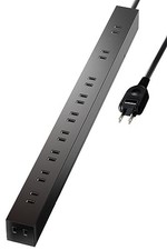 ELECOM Power Strip Lightning Guard 10 Outlets 1m Dust Shutter Fixed/Hangable