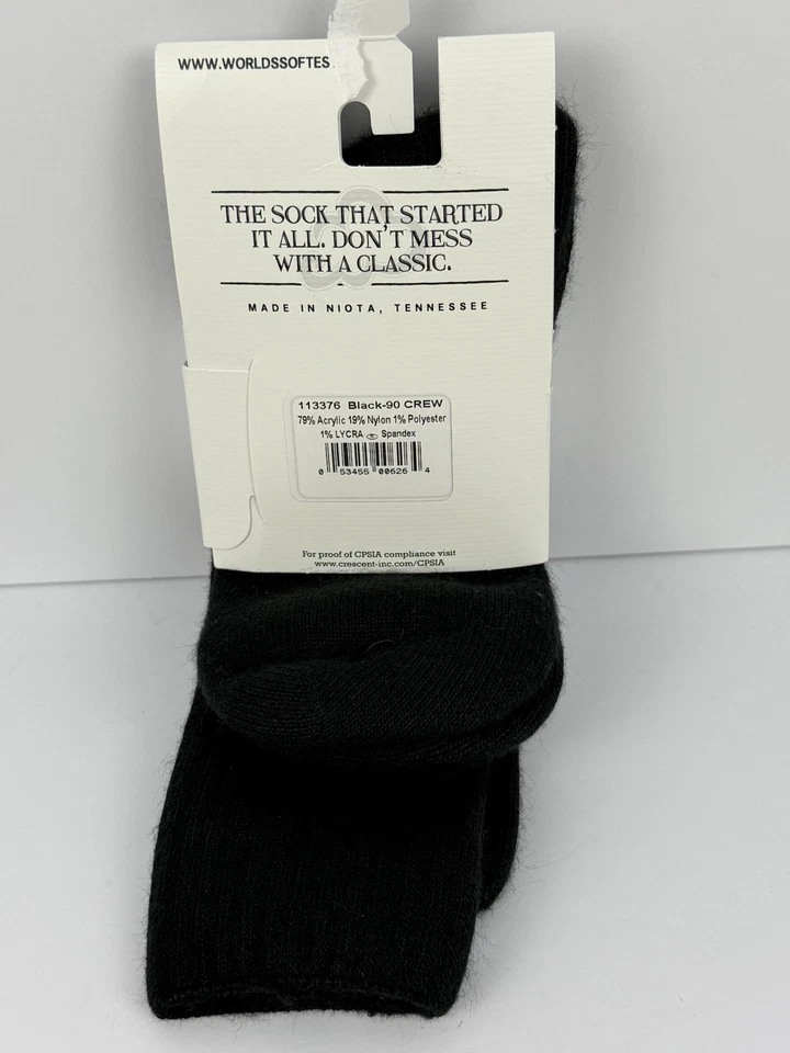 Calcetines Clásicos Más Suaves del Mundo Unisex Negros M Nuevos con Etiquetas Hechos en EE. UU. Foto 2 de 4
