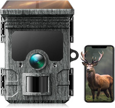 Solar Trail Camera, 4K 64MP Wifi Bluetooth Game Camera Trail Cam with Night Vi