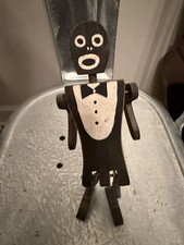 Vintage Jointed Wooden Folk Art Paddle Dancer Toy. Made In USA 10" Tall Rare