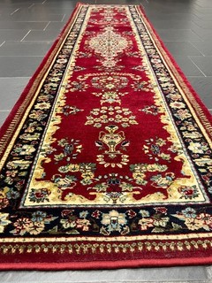 Hand knotted oriental carpet Kirman Kerman 290 x 70 cm rug carpet runner