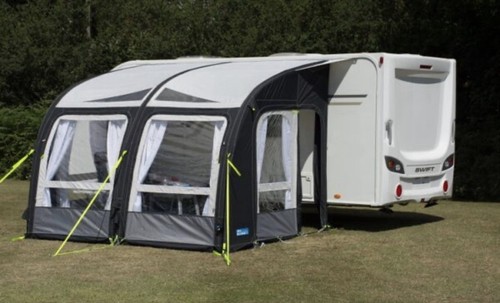KAMPA Rally Air Pro 390 Inflatable Caravan Awning with accessories.