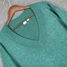 GAP Womens Green Marled Knit V-Neck Sweater Size S Long Sleeve Ribbed Trim