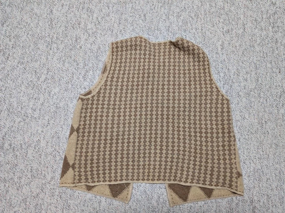 vintage EQUSTRIAN sweater vest XL horse patches WOOL argyle brown SUSAN BRISTOL - Image 2 of 4