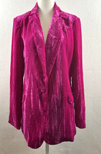 Nasty Gal Single Breasted Crushed Velvet Blazer Hot Pink Size 4 Barbie Trend NEW