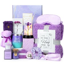 Relaxing Spa Gift Set for Women, Blanket Light-Up Rose, Mom Gift