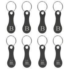 8Pcs Stainless Steel Shopping Trolley Token, Black Letter B  Grocery Cart