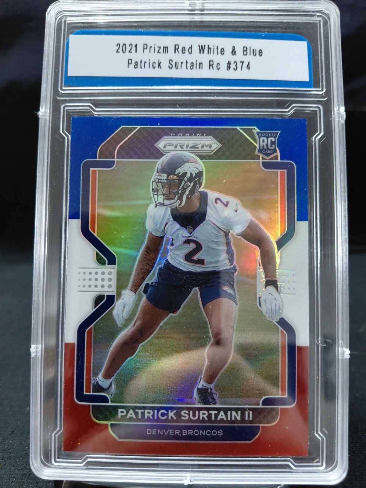 Panini 2021 Prizm Patrick Surtain II #374 Denver Broncos Rookie Red White & Blue