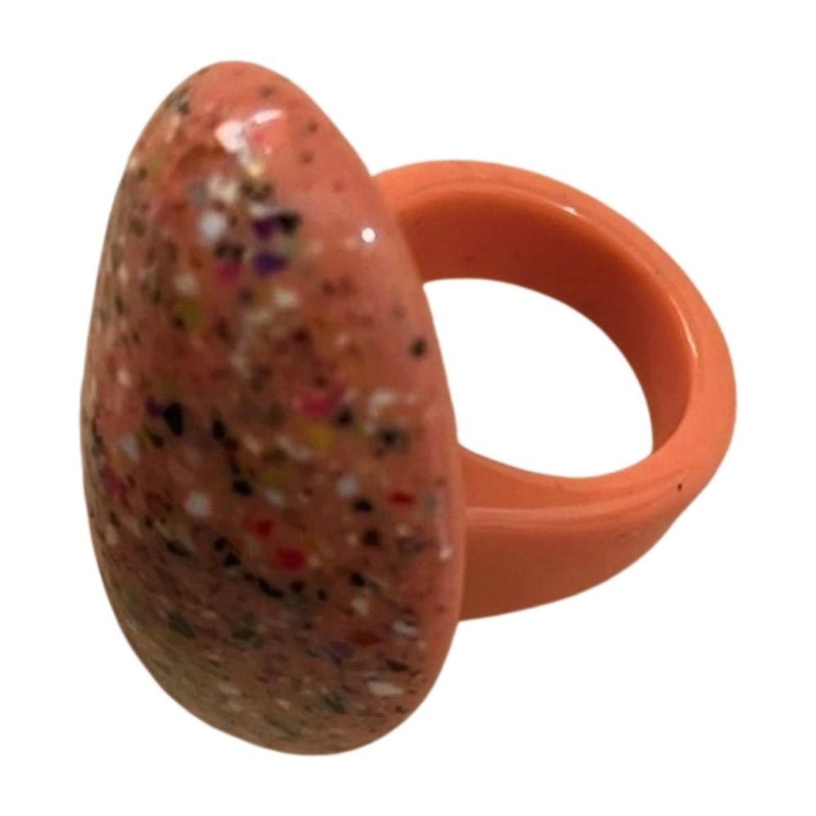 Unique Statement Ring Size 7 - Orange Speckled Re… - image 2