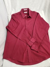 MEN'S DRESS SHIRT PIERRE CARDIN RED FITTED SIZE -EXTRA LARGE NECK SZ 17.5