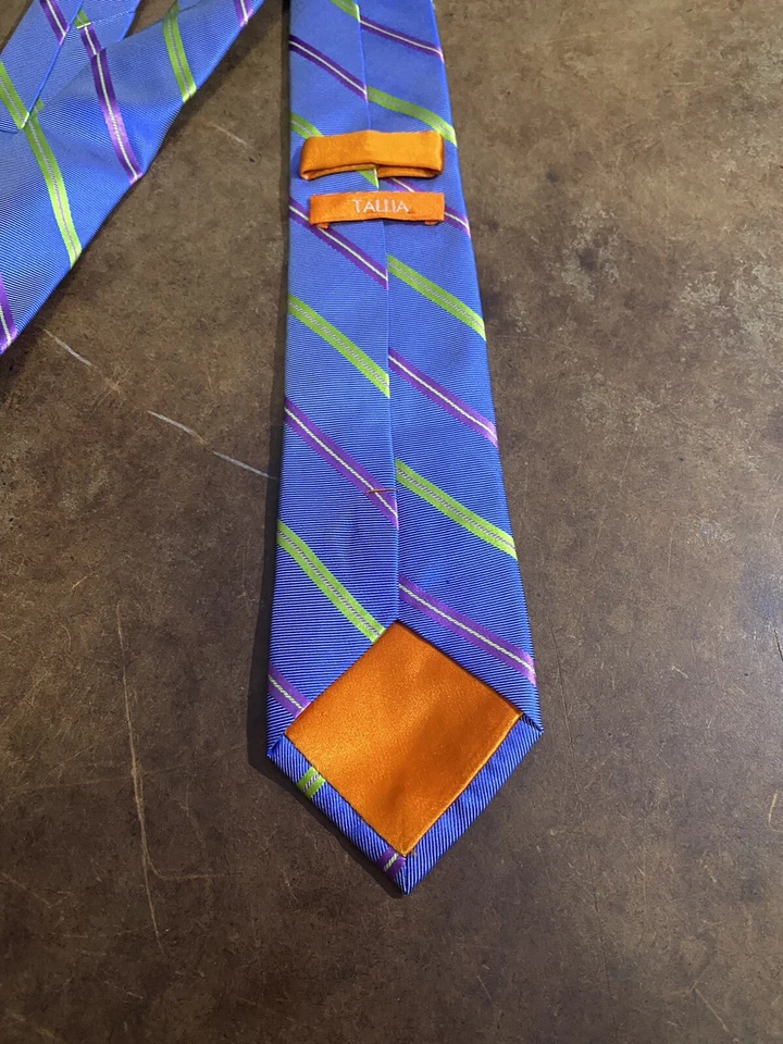 Corbata Tallia Para Hombre Seda Clásica Toda Seda Moderna Rayas Azul Corbata Foto 2 de 3