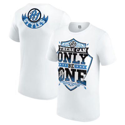 WWE White AJ Styles There Can Only Be One T-Shirt *NEU* Official Shirt
