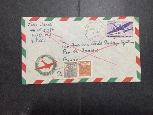 USA 1946 Pan Am Test Flight cover to Brazil and Return to USA