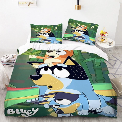 Bluey Set Copripiumino 3D 2/3pz Set Biancheria da Letto Federe Singolo Matrimoniale King Regali - Foto 23 di 31
