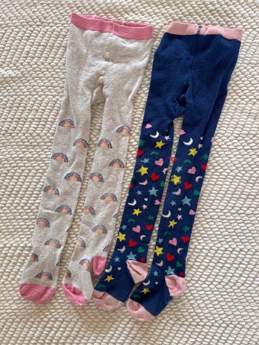 mini boden girls tights size 4-5 rainbow stars moon