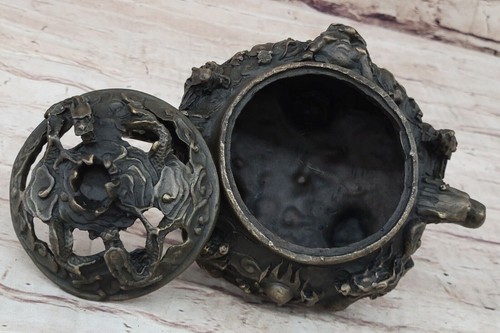 Heiß gegossener Drache Weihrauchbrenner Bronze mythische Skulptur Figur Statue Figur - Bild 7 von 10