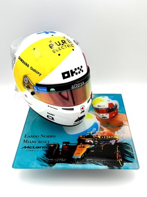 F1 Lando Norris 2023 Miami Beachball 1:2 Helm komplett aktualisiert Plus Display  