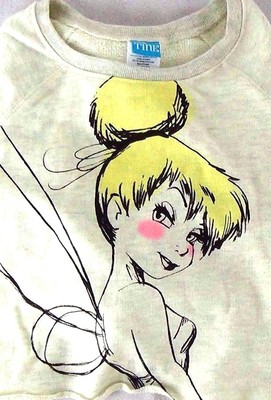 Disney Tinker Bell Sweatshirt Crop Top Shirt Long Sleeve
