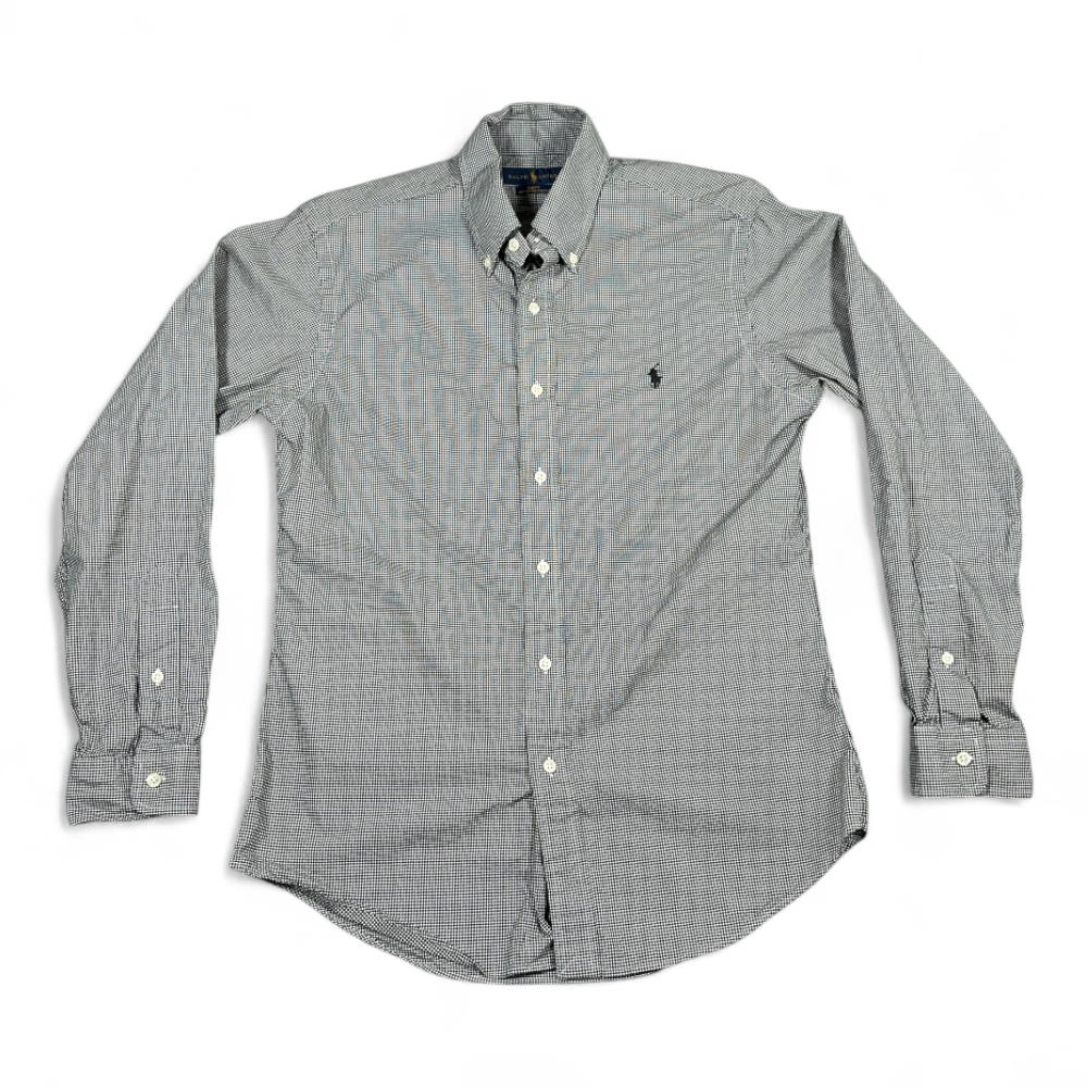 Camicia Ralph Lauren adulto MEDIA nera bianca a quadri Gingham Pony logo preppy