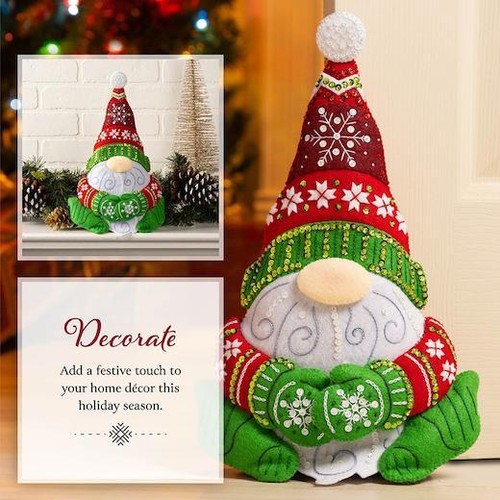 Bucilla 8"x13.5" Felt Door Stopper Kit - Nordic Gnome 89641E - Picture 3 of 3