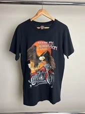 Vintage 80s Harley Davidson Eagle T Shirt Adult Size Medium Las Vegas RARE