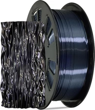 Silk Black PLA Satin Shiny 3D Printer Filament, 1.75Mm Diameter 1Kg Spool 2.2Lbs