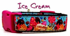 Ice Cream dog collar handmade adjustable buckle collar 1" wide or leash