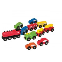 Holz Eisenbahn Zug & Auto Kinder Holzspielzeug Lokomotive Wagon Fahrzeug # 90574