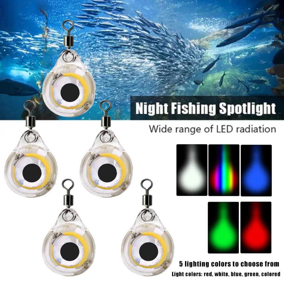 5x Mini Nacht LED Unterwasser Angeln Fischen Köder Licht Blinkende Lampe Rot DE - Bild 2 von 4